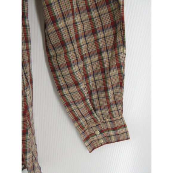 VINTAGE Rustler Shirt Large Western Pearl Snap Cowboy Plaid Rodeo USA - Picture 3 of 10